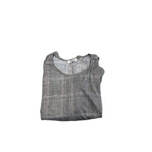 89th & Madison Gray Plaid Long Sleeve Top
